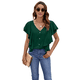 thumbnail image 5 of Blusas Informales Elegantes para Mujer, Blusas con Cuello en V, Botones y Mangas con Volantes. Verde Oscuro XL, 5 of 10
