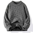 thumbnail image 2 of TFEOQRY Men's Crew Neck Textured Knit Sweater Long Sleeve Loose Solid Casual Pullover Fall Winter Top Gray-2, 2 of 5
