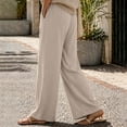 thumbnail image 6 of ZHYou No Boundarie Womens Wide Leg Pants Drawstring High Waist Lightweight Flowy Floor Length Casual Lounge Trousers with Side Pockets,Khaki,Size XL, 6 of 7