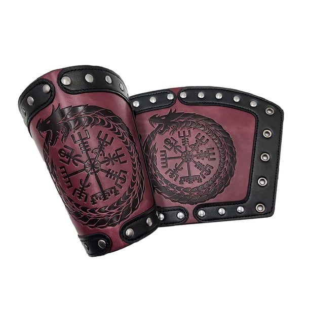 Brazales de brazo Colco Punk cuero PU rojo para hombres y mujeres
