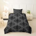 thumbnail image 2 of Homewish Goth Halloween Skull Twin Duvet Cover,Bohemian Damask Twin Bedding,Gray Black,Black Reversible,2 Pieces,1 Duvet Cover and 1 Pillowcase, 2 of 6