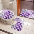 thumbnail image 4 of Purple Morocco Bath Mat 3 Piece Bathroom Rug Set, Rustic Country Smear Street Mottled Art Non Slip Bath Rug Contour Mat and Toilet Lid Cover, Absorbent Shower Mats Soft Bath Rugs and Mats Sets, 4 of 8