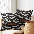 thumbnail image 5 of Happy Halloween Throw Pillow Cover White Bat Cute Ghost Pillowcase Inch Set of 2 Orange Star Moon Decorative Holiday Cushion Covers Farmhouse Black Pillow Protector for Home Sofa, 5 of 7