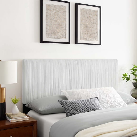 Modway Eloise Channel Tufted Performance Velvet Twin Headboard in White