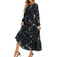 thumbnail image 5 of Patlollav Womens Winter Dresses Autumn Small Floral Print Casual Loose Long Sleeve Crew Neck Dress, 5 of 6