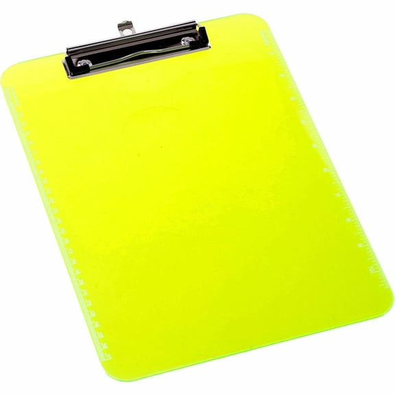 Business Source, BSN01867, Flat Clip Clipboard, 1 Each, Neon Green