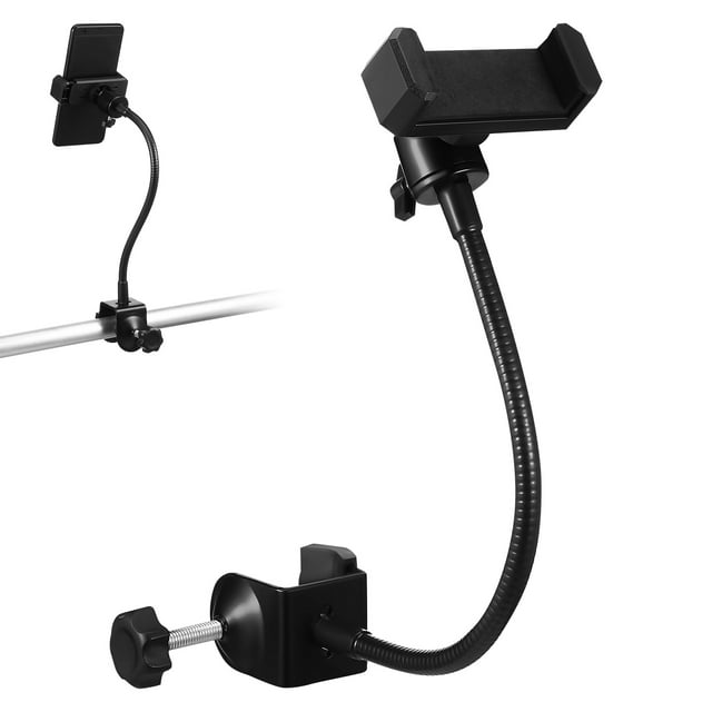 1 Set Mic Stand Phone Holder Metal Phone Mount Clamp Rotating Microphone Stand Guitar Phone Holder