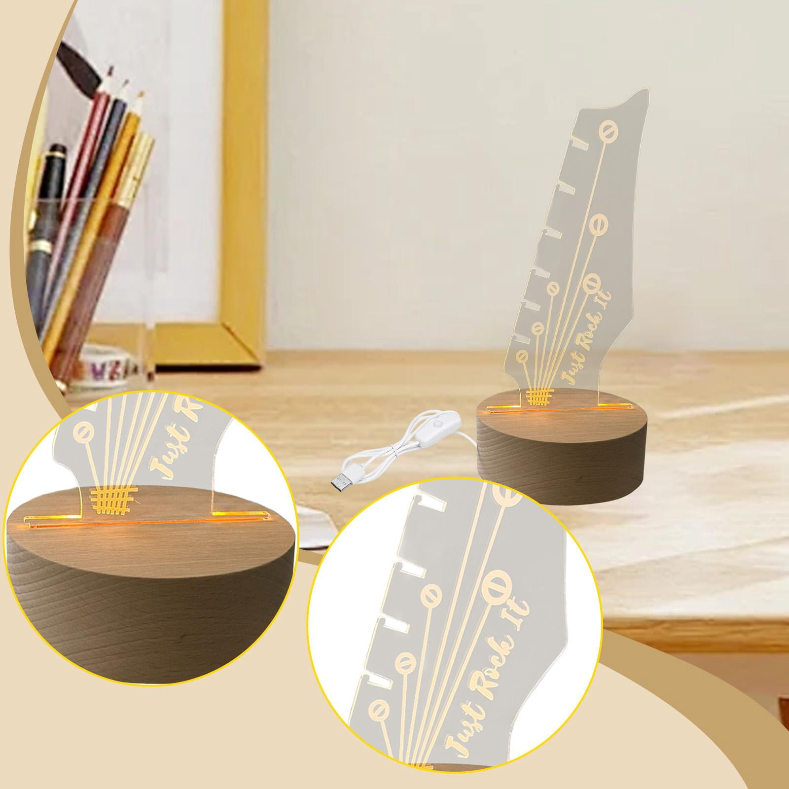 Guitar Pick Holder Storage Display Light Up LED Holds 6 Picks for Guitar Players and Guitarist Music Gifts