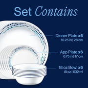 Corelle Ocean Blues 18-Piece Glass Dinnerware Set (Service for 6)