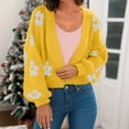 thumbnail image 2 of CharmCyan Women’s Long Sleeve Fluffy Knit Cardigan with Floral Pattern Open Front Soft Lightweight Sweater for Casual Wear Yellow M, 2 of 2