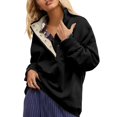 thumbnail image 2 of Uqiangy Oversized Hoodies for Women Crewneck Sweatshirt Women's Sweatshirts Fleece Pullover Women Women's Sweatshirt Crew Neck Sweatshirts Women Fall Jackets for Women 2025 Black L, 2 of 9