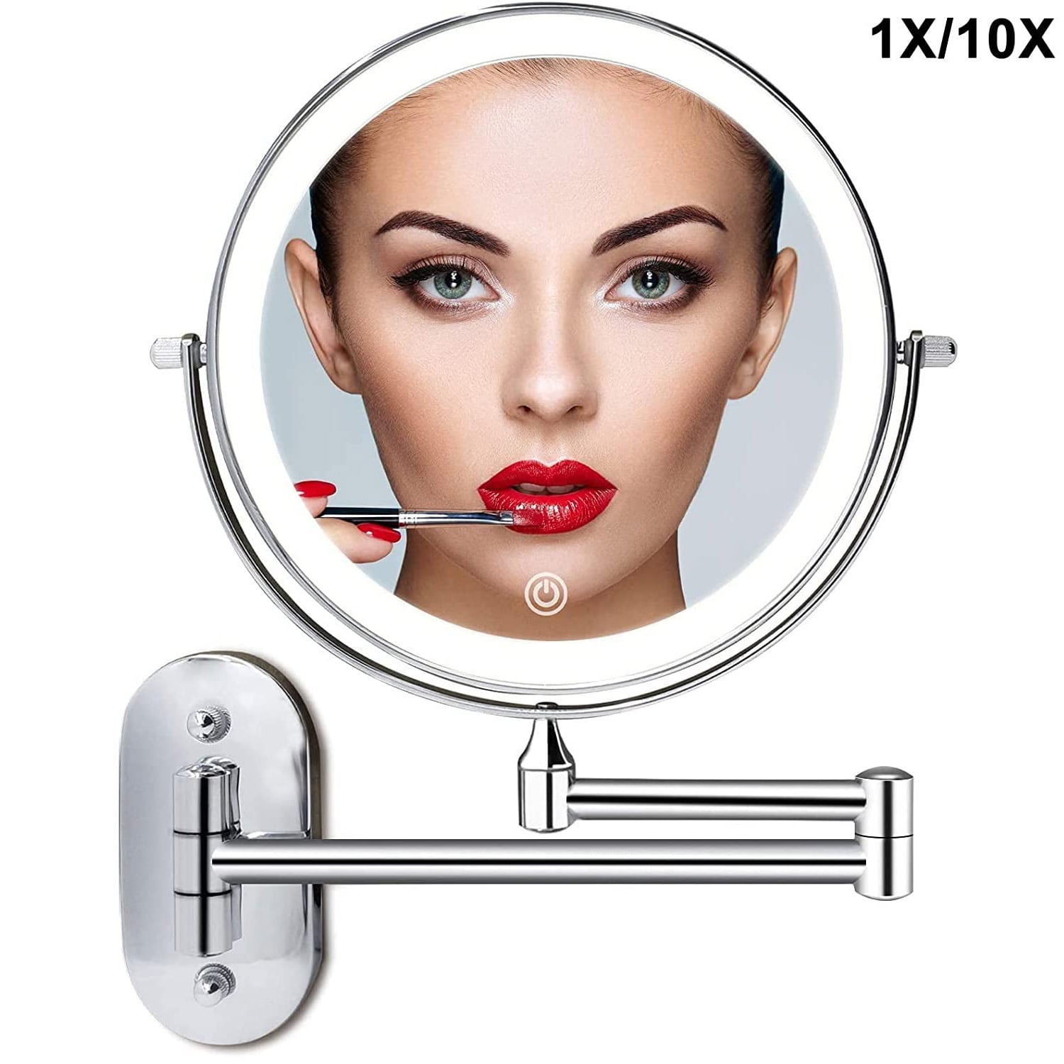 Wall Mounted Makeup Mirror Foldable,Lighted Makeup Mirror Rechargeable