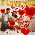 thumbnail image 5 of 228pcs/set 16-inch Golden Letter "I Love You" Banner, Red Wine Glass Heart Petal Balloon Set, 200 Petals, Suitable for Valentine's Day Proposal Theme, Anniversary, Valentine's Day Red Atmosphere Room, 5 of 5