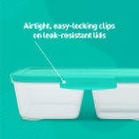 Sistema Nest It Meal Prep Food Storage Containers with Lids, 3 Compartments, 8 Cups, 5 Pack, Teal
