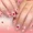 No tools, variant on Short almond-shaped glossy nails, pink sweet strawberry floral bow nail tips, 25pcs removable press on nails