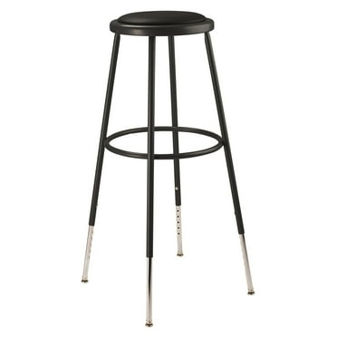 30.5 -38.5" Height Adjustable Heavy Duty Vinyl Padded Steel Stool - Black