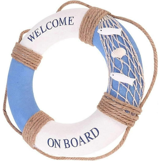Diameter 30cm Blue Nautical Life Ring Nautical Decorative Life Ring Nautical Lifebuoy Ring Wall Door Ring for Home Decor (Fish)