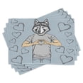 thumbnail image 1 of Ambesonne Valentine Place Mats Set of 4, Dog Hearts Romantic, Standard Size, Sand Brown Slate Blue, 1 of 6