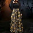 thumbnail image 6 of BaoFuBaoMei Halloween Womens Dress Plus Size Crew Neck Long Sleeve Halloween Cobweb Print Maxi Dress High Waist Patchwork Flowy Dresses for Party, 6 of 6