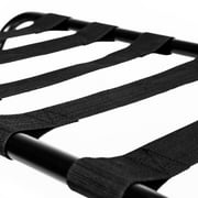 Ktaxon Portable Folding Metal Luggage Rack with Nylon Belts Suitcase Stand Holder Shelf Space Saving Easy to Install for Travel, Home, Hotel, Guest Room, Bedroom - Black