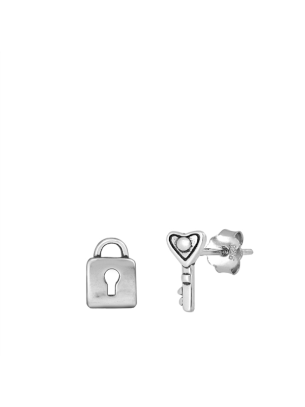 Lock and Key Stud Earrings