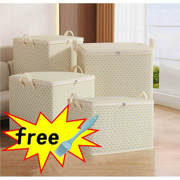 Wzzjkit Closet Storage Bins, Heavy Duty Clothing Storage Bags with Reinforced Handles, Extra Large Storage Bags for Clothes, Thickened Double Zipper for Space Saving Travel