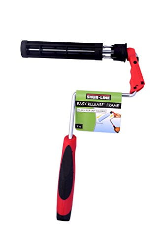 Shur-Line 8609L 9 Inch Wide Easy-Release Paint Roller Frame, Lock to Prevent Roller Slipping, Unlock for Mess-Free Release