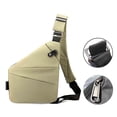 thumbnail image 5 of JeashCHAT Anti Theft Travel Bag Slim Sling Bag Crossbody Travel Bag with Adjustable Strap Crossbody Chest Bag for Casual Travel Hiking, Gifts for Women Men, Khaki, 5 of 5