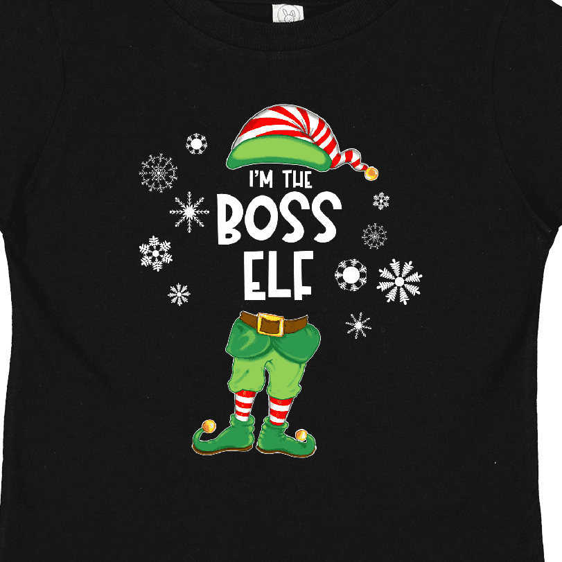Inktastic Funny Christmas I'm the Boss Elf with Shoes and Hat Boys or Girls Toddler T-Shirt