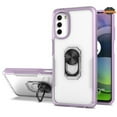 thumbnail image 2 of For Apple iPhone 14 Pro Max (6.7") Transparent Hybrid PC Magnetic Ring Stand (Fit Car Mount) Detachable Frame Phone Case Cover by Xpression - Clear + Purple, 2 of 7