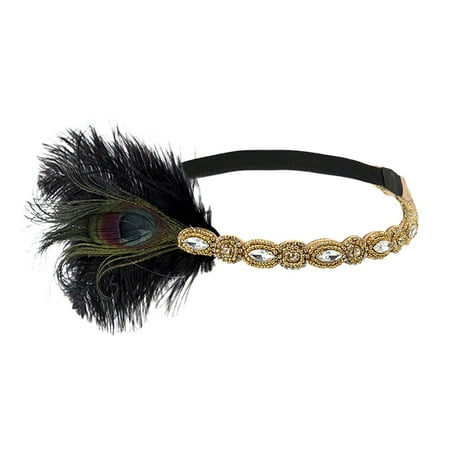iLH 1920s Headpiece Feather Flapper Headband Great Gatsby Headdress Vintage