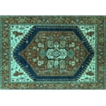 thumbnail image 1 of Ahgly Company Machine Washable Indoor Rectangle Oriental Turquoise Blue Industrial Area Rugs, 2' x 4', 1 of 4