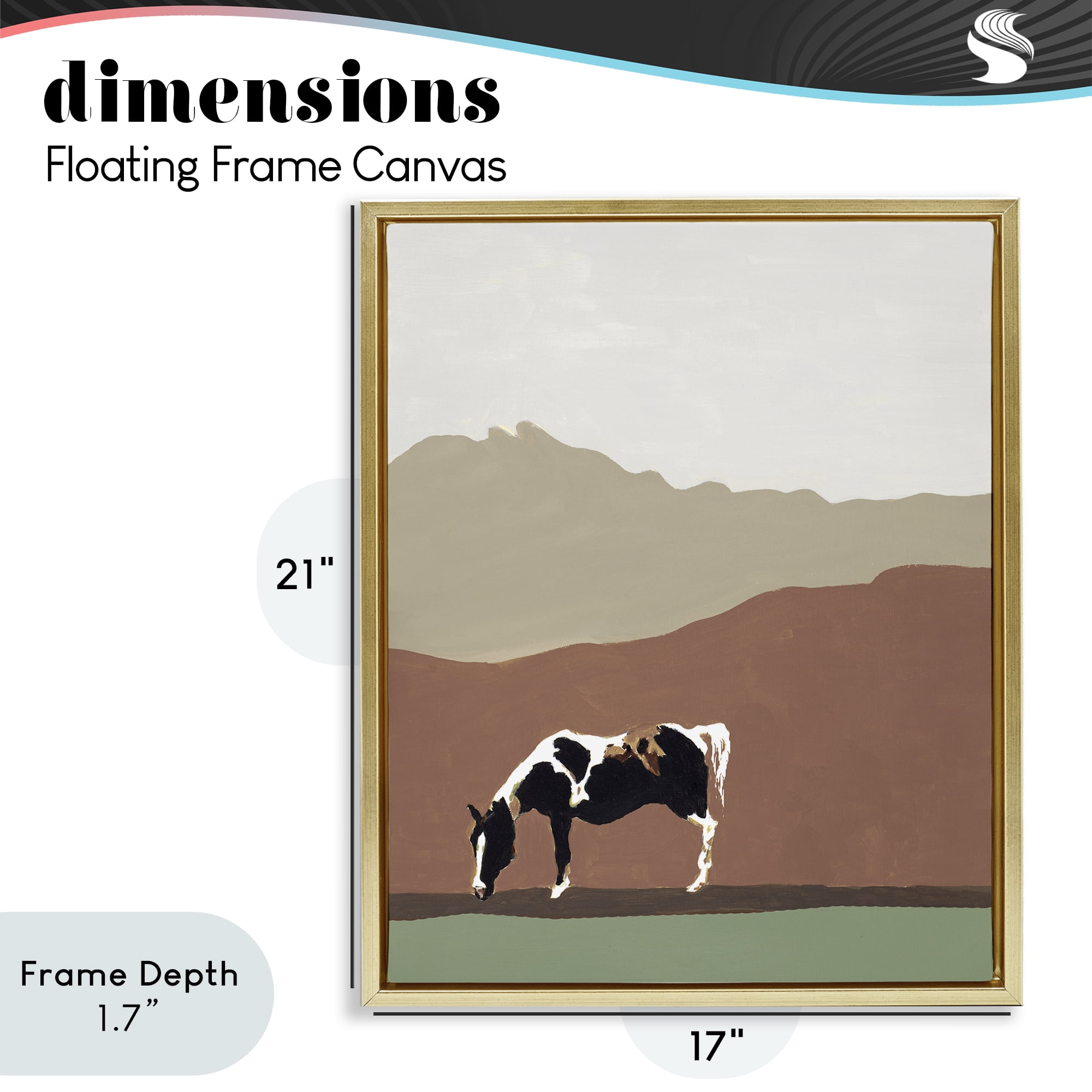 Stupell Industries Modern Mountains Horse Gold Framed Floater Canvas Wall Art, design by Patricia Pinto