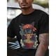 thumbnail image 2 of Camisetas vintage de manga corta con diseño de gato y ramen para hombre, cuello redondo, estilo japonés., 2 of 8