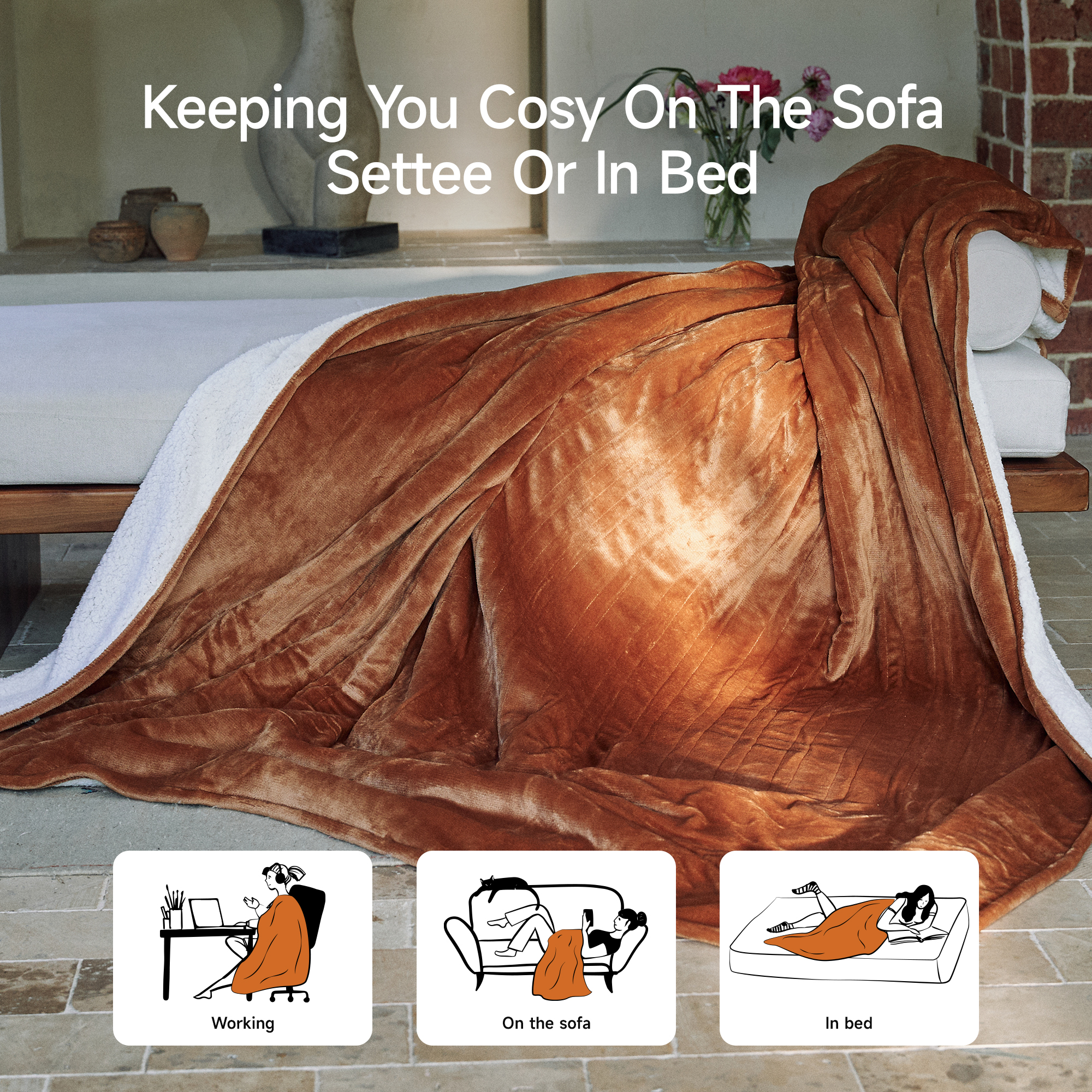 Heated Blanket 84"X90" Queen Size Electric Blanket with 6 Heating Level & 2-10 Hour Auto Off,Machine Washable -Biscuit