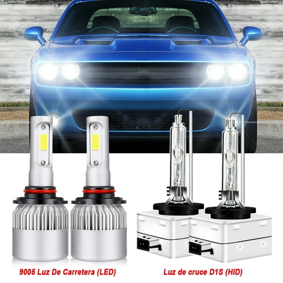 For 2009 2010 Dodge Charger Challenger 9005 LED High Beam and D1S Xenon HID Low Beam Headlights