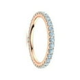 thumbnail image 3 of Aquamarine Round 2 mm Full Eternity Band Ring Anniversary 925 Sterling Silver Rose Gold Plated Gemstone Jewelry For Women Gift, 3 of 5