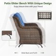 thumbnail image 5 of PARKWELL Outdoor Wicker Loveseat Glider with Navy Cushion in Brown Rattan Finish, 5 of 9