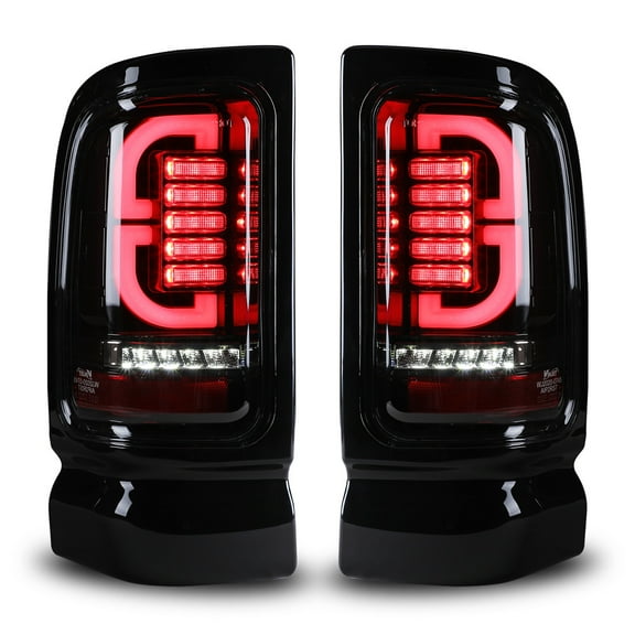 LED Tail Lights For 1994-2001 Dodge Ram 1500 Pickup;1994-2002 Dodge Ram 2500/3500 Pickup;1995-2002 Dodge Ram 4000 Pickup- Black Smoked Brake Lamps