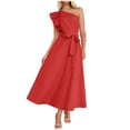 thumbnail image 1 of Wyzesi Robes Maxi pour Femmes Formelles avec Manches Robe d'Été pour Femmes à une Épaule à Volants Sans Manches Bohème Fluide Robes Maxi Pyjama de Noël Costume, 1 of 5