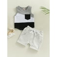 thumbnail image 2 of Coduop Toddler Baby Boy Summer Clothes,Sleeveless Contrast Color Tank Tops + Shorts Outfit Set, 2 of 9