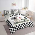 thumbnail image 2 of Manfei Farm Cow Rooster 7-Piece Twin Bedding,Minimalist Checkered Bedding Comforter Set,White Black Red, 2 of 6