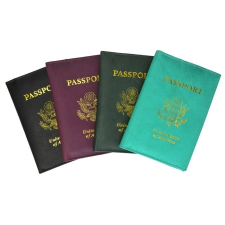 Brown Leather Passport Wallet menswallet USA Gold Genuine Leather Passport Cover for Travel with Credit Card Slots 601 CF USA (C) Black ()