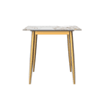 thumbnail image 4 of LeisureMod Zayle Mid-Century Modern Dining Table with a 71" Sintered Stone Rectangular Table Top and Gold Steel Base for Kitchen and Dining Room, White Grey, 4 of 5