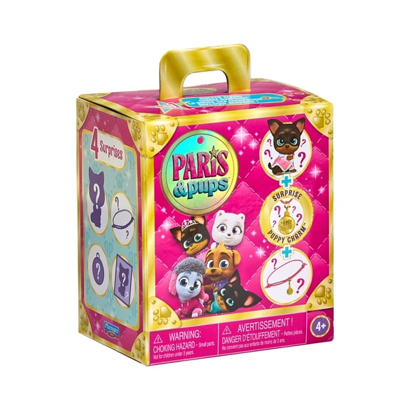 Paris & Pups Sweetie Squad Charm Surprise Blind Box Collectible, Mystery Puppy Figure with Charm Bracelet, Puppy Charm & Friendship Card, Kids Ages 4  by Playmates Toys