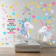 Sytle-Carry Unicorn Wall Decal Stickers, Girls Room Decor, Unicorn Wall Sticker Decor for Gilrs Kids Bedroom Birthday Party