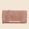 thumbnail image 4 of Rose Gold Clutch Bag for Women, Glitter Pleated Evening Purse with Detachable Crossbody Chain for Wedding Party,Size Free Size, 4 of 7