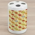 thumbnail image 1 of Abstract Ceramic Toothbrush Holder, Repeating Pattern Colorful Big Little Polka Dots Circles Diagonal Striped Design, Versatile Countertop for Bathroom, 4.5" X 2.7", Multicolor, by Ambesonne, 1 of 4