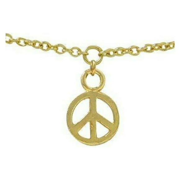 Non piercing Belly Chain ion plated gold peace sign size Small adjustable