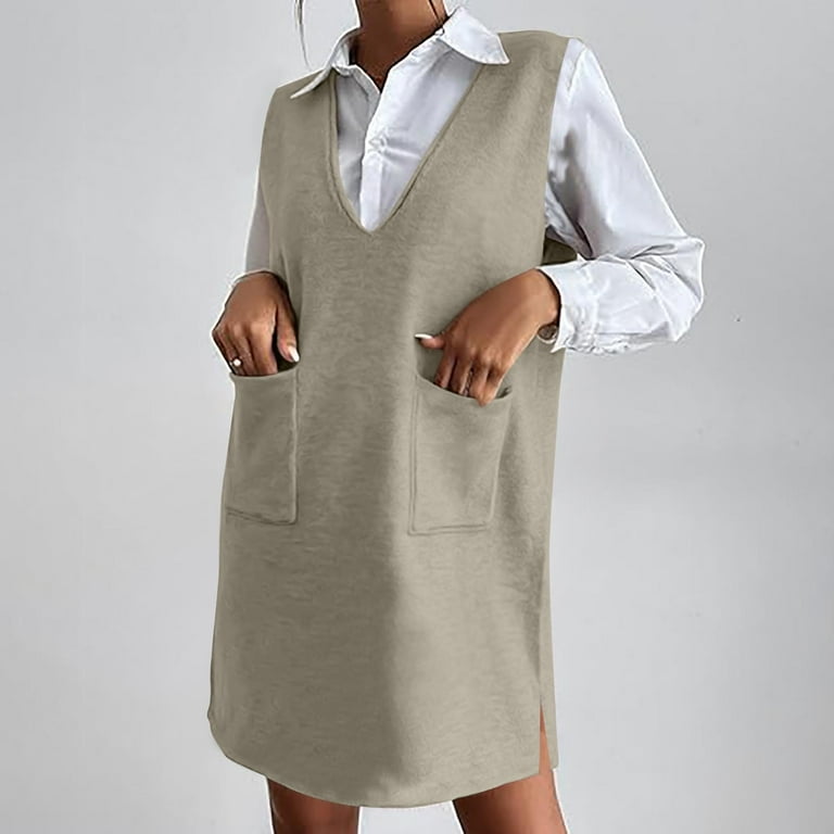 Knitted Vest Vest Jumper Dress White Sweater BTFBM Women's Oversized Cable  Knit Vest V-Neck